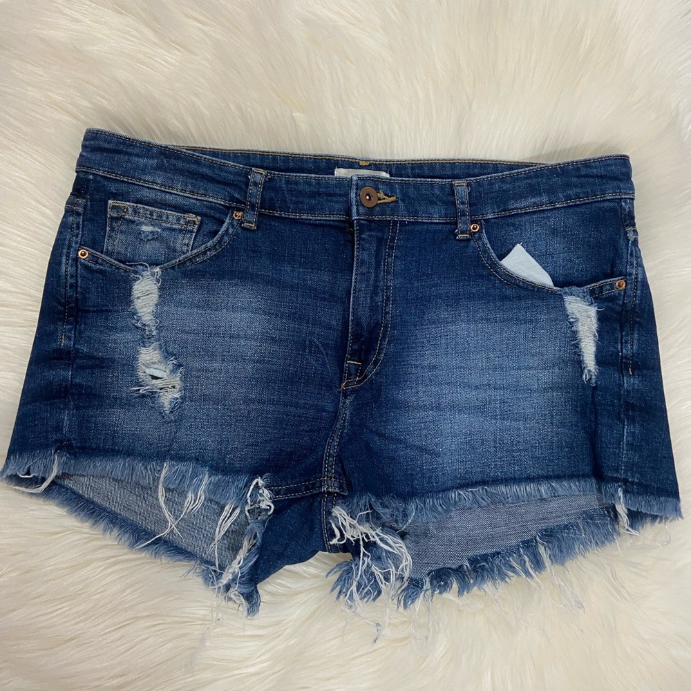 Denim Blue Distressed Women's Shorts